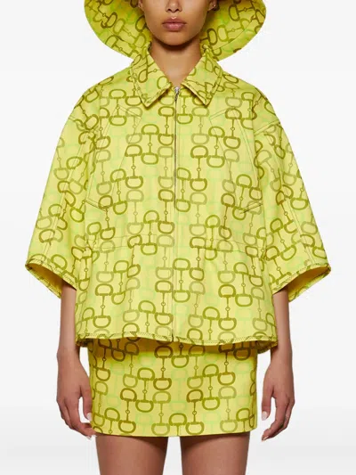 Gucci Horsebit-print Jacket In Green