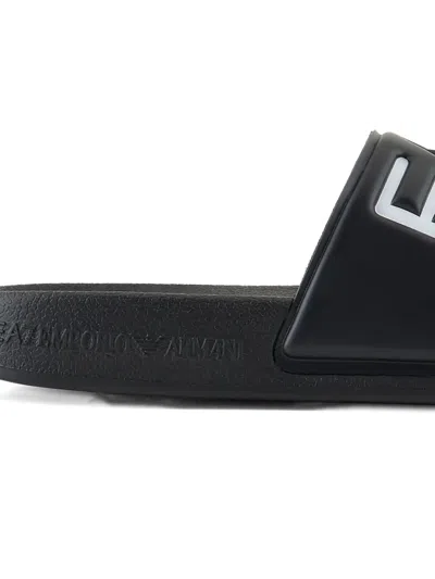 Emporio Armani Logo Slippers In Black