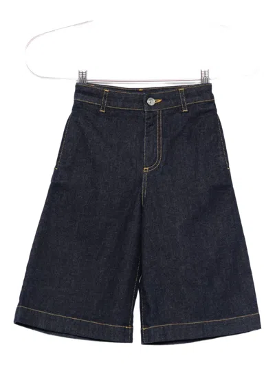 Etro Embroidered-pocket Denim Shorts In Blue