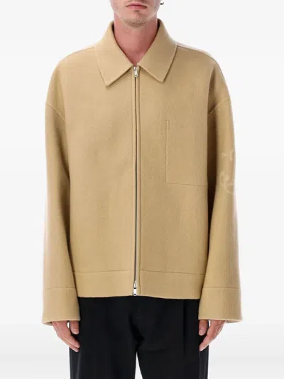 Jil Sander Embroidered 170 Front Pocket Jacket In Neutral