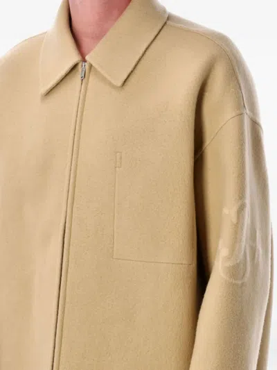 Jil Sander Embroidered 170 Front Pocket Jacket In Neutral