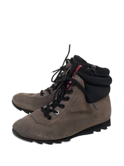Pre-owned Prada 2024 Suede Boots In Brown