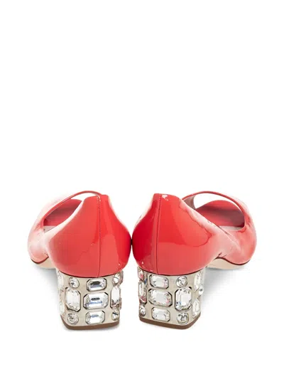 Pre-owned Miu Miu 2024 50mm Crystal-embellished Pumps In Red