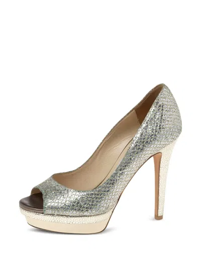 Pre-owned Jimmy Choo 2023 110mm Glitter Pumps In Silver