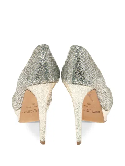 Pre-owned Jimmy Choo 2023 110mm Glitter Pumps In Silver