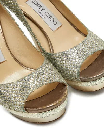 Pre-owned Jimmy Choo 2023 110mm Glitter Pumps In Silver