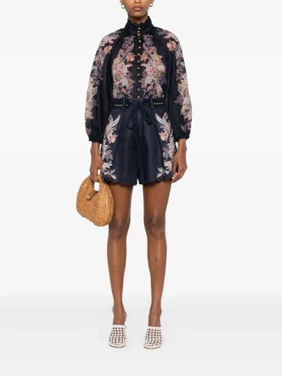 Zimmermann Floral-print Scalloped Shorts