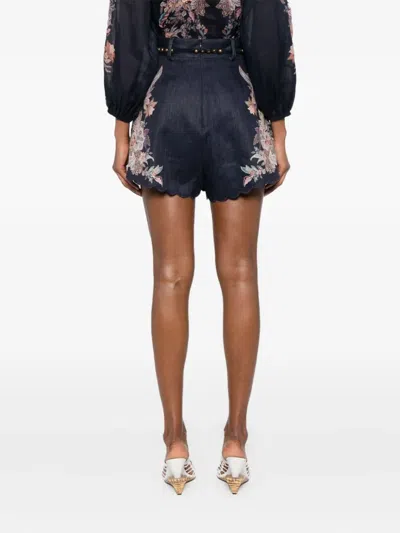 Zimmermann Floral-print Scalloped Shorts
