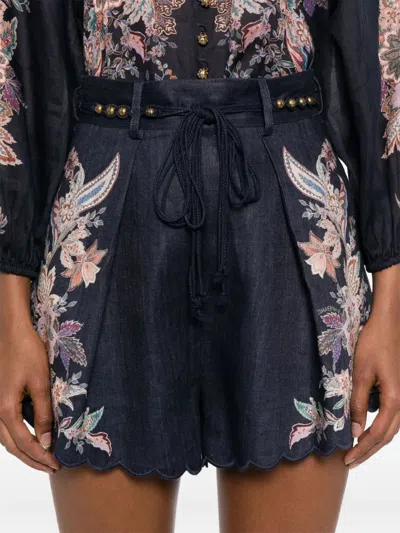Zimmermann Floral-print Scalloped Shorts