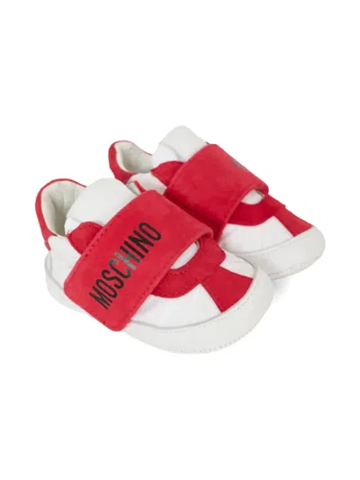 Moschino Logo-strap Leather Sneakers In Red