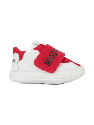 Moschino Logo-strap Leather Sneakers In Red