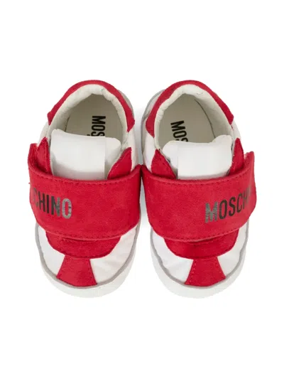 Moschino Logo-strap Leather Sneakers In Red