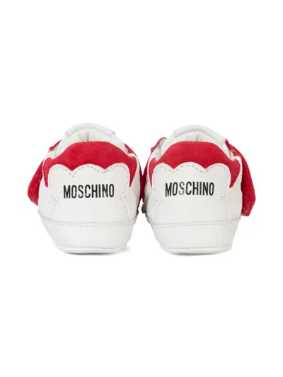 Moschino Logo-strap Leather Sneakers In Red