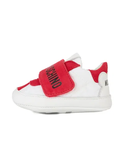 Moschino Logo-strap Leather Sneakers In Red