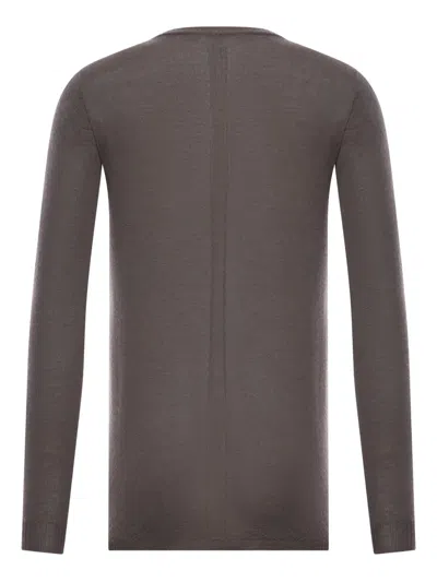 Rick Owens Black Long Sleeve Crewneck Sweater Top In Gray