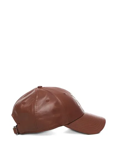 New Era Logo-embroidered Leather Baseball Cap In Brown