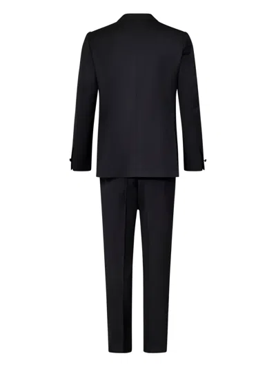 Franzese Collection Satin-detail Single-breasted Suit (set Of Three) In Black