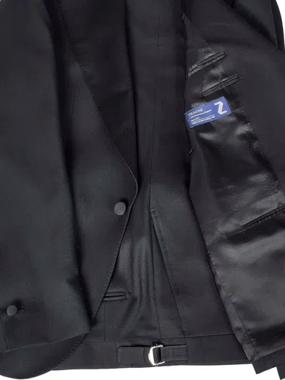 Franzese Collection Satin-detail Single-breasted Suit (set Of Three) In Black