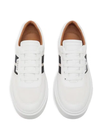 Bally Leather Stripe-detail Sneakers In White