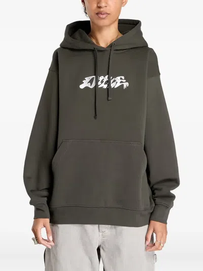 Dime Happy Graphic-print Hoodie In Brown