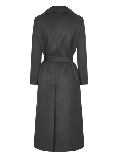 Blanca Vita Anthracite Wool Blend Calistea Wrap Coat In Black