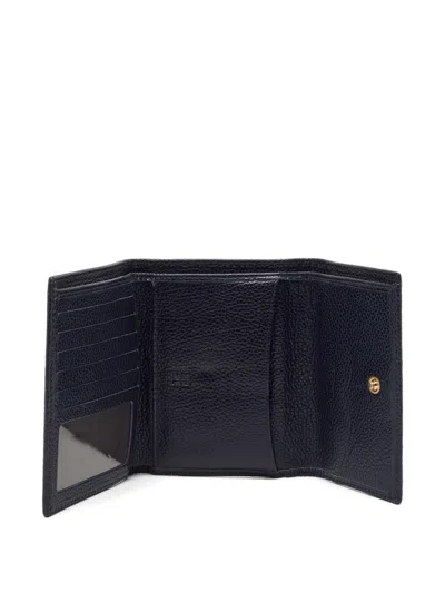 Pre-owned Carolina Herrera Vintage  Tri-fold Leather Wallet In Blue