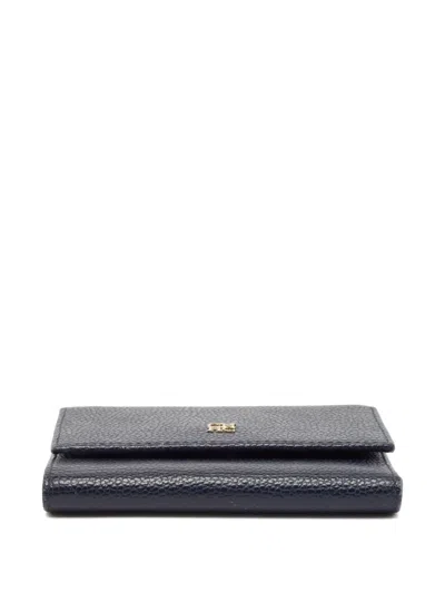 Pre-owned Carolina Herrera Vintage  Tri-fold Leather Wallet In Blue