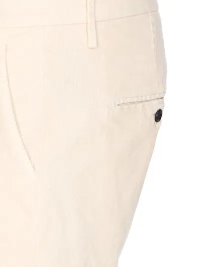 Dondup Tailored Fit Off-white Corduroy Jeans With Button Fly In Neutral