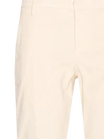 Dondup Tailored Fit Off-white Corduroy Jeans With Button Fly In Neutral