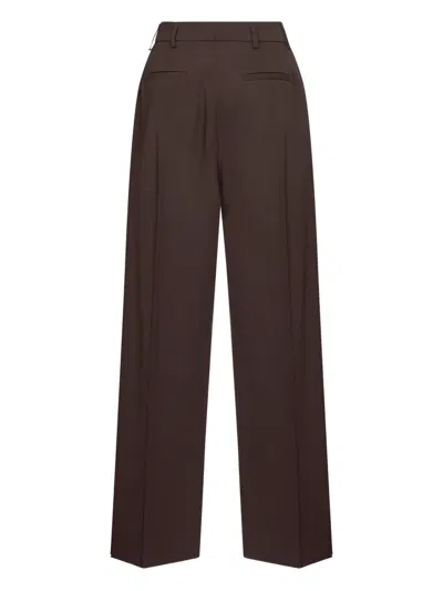 Blanca Vita Brown Stretch Canvas Pulsa One-pleat Trousers In Brown
