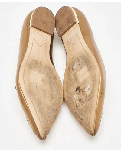 Pre-owned Sophia Webster  Butterfly-crystal Ballet Flats In Gold
