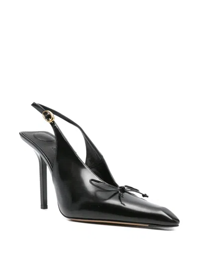 Jacquemus 100mm Les Cubisto H Leather Slingbacks In Black