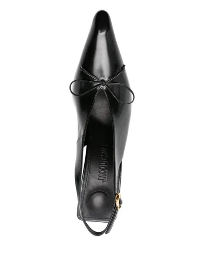 Jacquemus 100mm Les Cubisto H Leather Slingbacks In Black