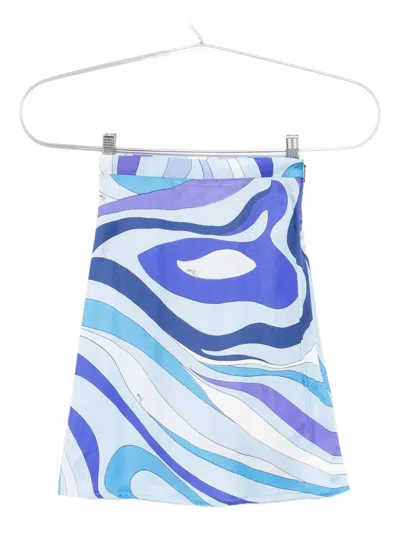 Pucci Junior Swirl-print Skirt In Blue