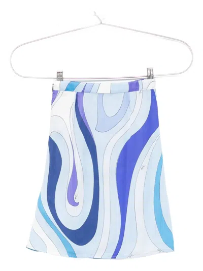 Pucci Junior Swirl-print Skirt In Blue