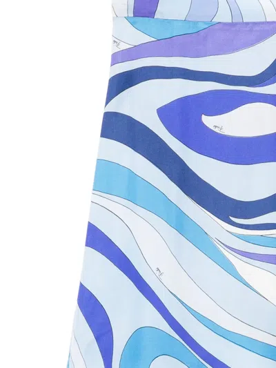 Pucci Junior Swirl-print Skirt In Blue