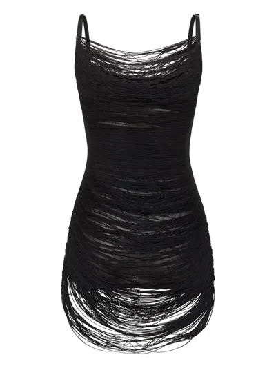 Attico Black Viscose Blend Mini Dress In Black