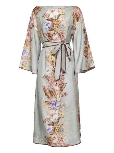 Zimmermann Women Sage Multi Floral Silk Habotai Coco Tunic Dress