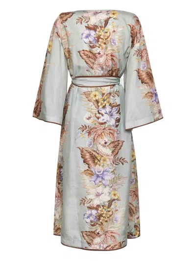 Zimmermann Women Sage Multi Floral Silk Habotai Coco Tunic Dress