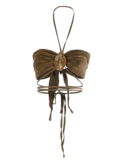 SALPHA 细褶缀饰挂脖上衣