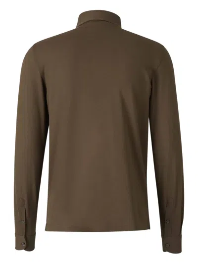 Gran Sasso Long-sleeve Cotton Polo Shirt In Brown