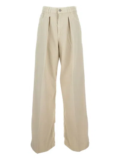 Haikure Pleated Wide-leg Jeans In Neutral