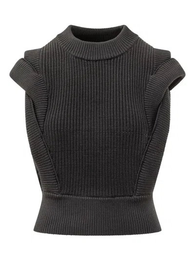 Iro Ruffled-shoulder Knit Top In Gray