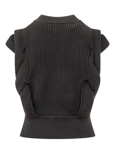 Iro Ruffled-shoulder Knit Top In Gray