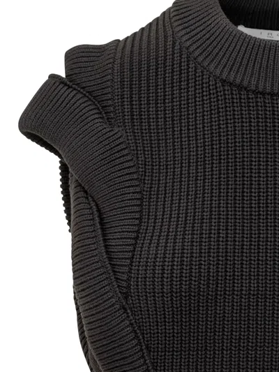 Iro Ruffled-shoulder Knit Top In Gray