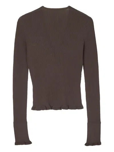 Cecilie Bahnsen Bessie Ruffled Cardigan In Brown