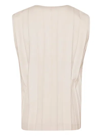 Issey Miyake Pleated Sleeveless Vest In Neutral