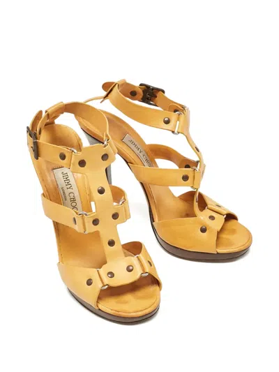 Pre-owned Jimmy Choo 2023 125mm Stud-embellished Sandals In Yellow