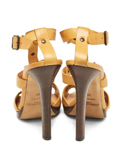 Pre-owned Jimmy Choo 2023 125mm Stud-embellished Sandals In Yellow