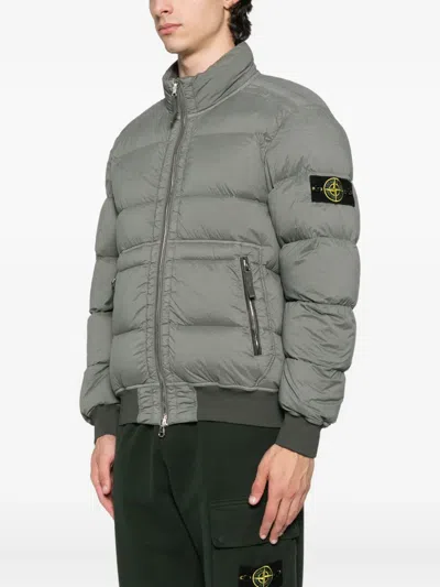 Stone Island Quilted Zip-front Jacket In Green